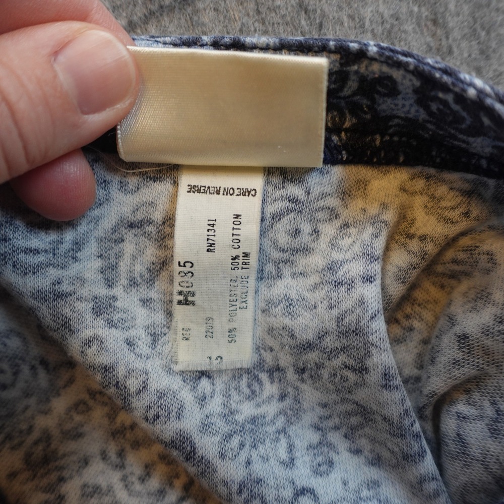 Vintage LL Bean Dress Women 12 Blue Floral Midi Long Sleeve Knit Made in USA - Picture 4 of 10